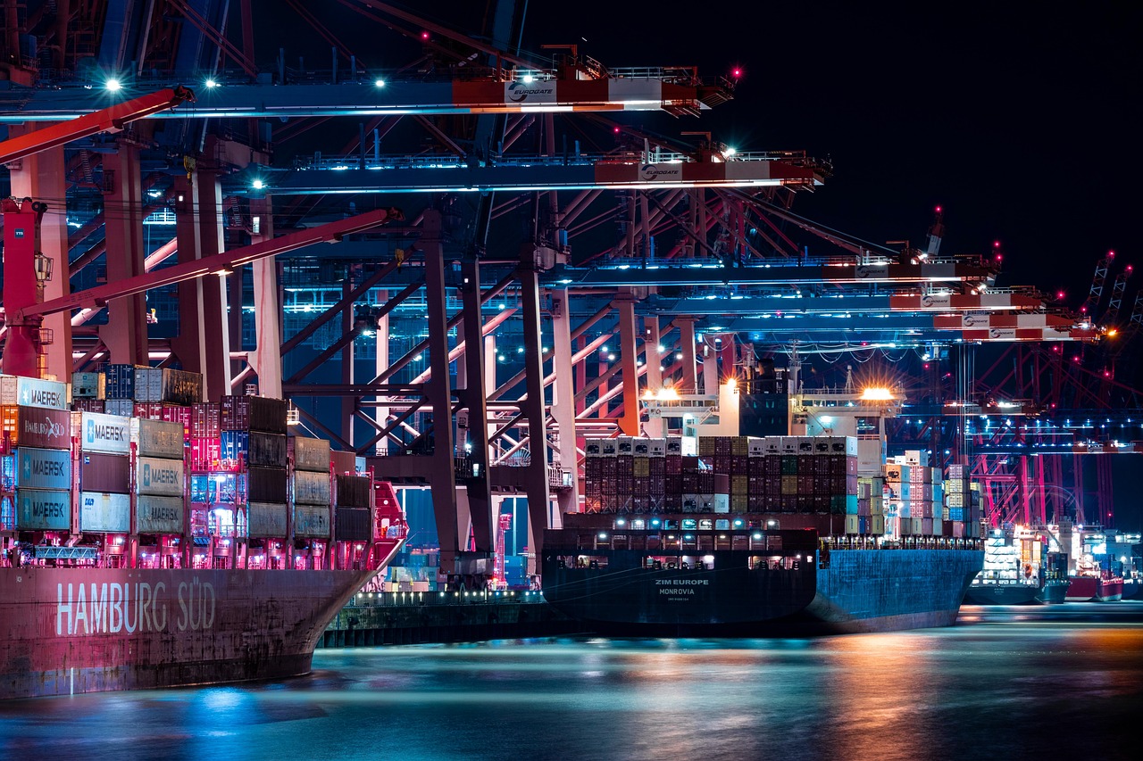 shipping containers port crane